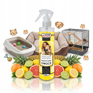 Super Benek Neutralizator Zapachów Spray do Kuwety i Legowiska Egzotyczne Owoce 250 ml