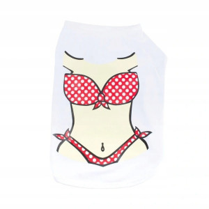 Ubranko dla Psa Koszulka Bikini w Kropeczki Bawełna Biała Rozmiar M