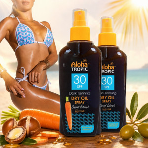 MadiS Aloha Tropic Dark Tanning SPF30 Suchy olejek do opalania głęboka opalenizna z marchewką zestaw 2 x 100ml
