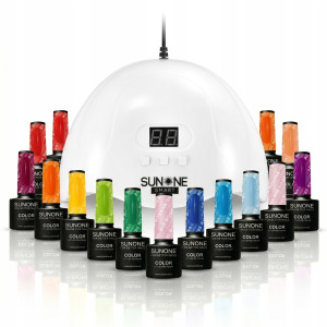 SunOne Zestaw Do Manicure Hybrydowego Lampa Smart USB 10szt lakierów Mix Kolorów 48W