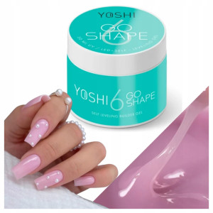 Yoshi Go Shape No6 Twardy żel do przedłużania paznokci samopoziomujący wyraźny jasny chłodny róż 50ml