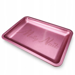 Molly Nails Tacka Kosmetyczna Metalowa na Narzędzia Różowa Kosmetyczne 180x125mm