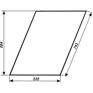 Szyba drzwi górna prawa lewa do kabiny 524x725x5mm Zetor 5211-7745 69117912