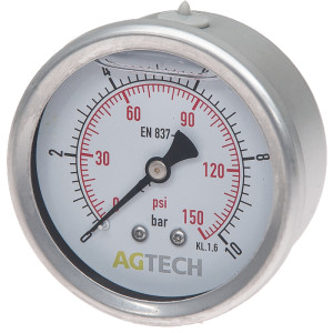 Manometr glicerynowy fi-63mm z przyłączem tylnym G1/4" 0-250bar 85000420 AGTECH PREMIUM