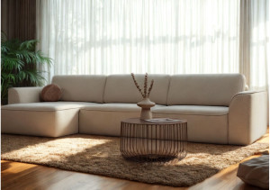 Lewy designerski narożnik rozkładany w stylu loft KOMA