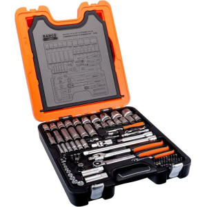 Bahco - Zestaw 103 el.: nasadki 1/4 " i 1/2 " i klucze płasko-oczkowe S103