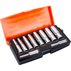 Bahco - Zestaw 10 długich nasadek 1/4 " S0810L
