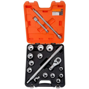 Bahco - Zestaw nasadek 3/4 ” 17 elementów. wymiary calowe SLX17AF