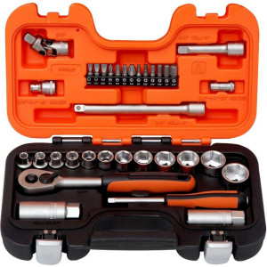 Bahco - Zestaw nasadek 1/4 ” i 3/8 ". 34 elementy wymiary calowe S330AF