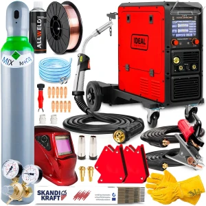 Spawarka Migomat Ideal Tecno MIG 321 Synergic LCD - 400V z Podwoziem - Zestaw #2