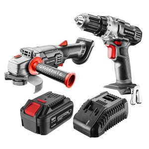 Zestaw Wiertarko wkrętarka akumulatorowa Energy GRAPHITE 18V Li-Ion uchwyt 10 mm szlifierka kątowa 115x22.2mm 58G000-CS1
