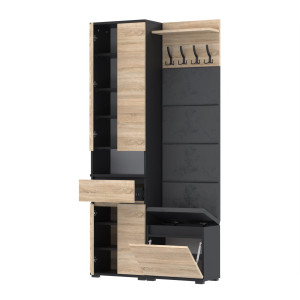 Garderoba 100x36cm Supra50 VB50 4 Panele WP50 D1N1 CZARNY SONOMA