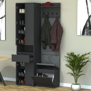 Garderoba 100x30cm Supra50 VB50 4 Panele WP50 D1N1 CZARNY