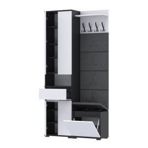 Garderoba 100x30cm Supra50 VB50 4 Panele WP50 D1N1 CZARNY BIAŁY