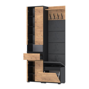 Garderoba 100x30cm Supra50 VB50 4 Panele WP50 D1N1 CZARNY LANCELOT