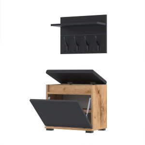 Szafka na buty z wieszakiem VB50x30WP50 N1D1 Wotan Czarny