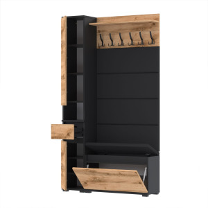 Garderoba 110x30D1N1 Supra30 VB80 4 Panele WP80 CZARNY WOTAN