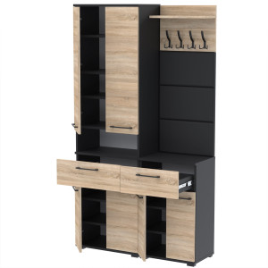 Garderoba 110x36D2N1 SUPRA60 TRES50 3PAN-WP50 CZARNY SONOMA