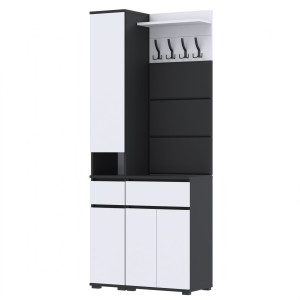 Garderoba 80x30D1N1 Supra30Tres50 3PAN WP50 CZARNY BIAŁY