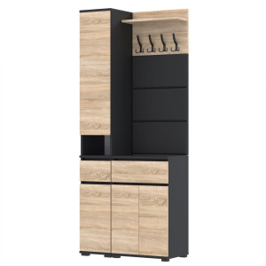 Garderoba 80x36D1N1 Supra30Tres50 3PAN WP50 CZARNY SONOMA