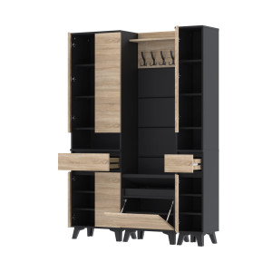 Garderoba 150x36D1N2 szafka na buty SUPRA60-VB-SU30 CZARNY SONOMA