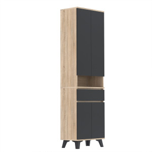 Szafka 60x36D1N2 komoda wysoka Supra T2 SONOMA CZARNY