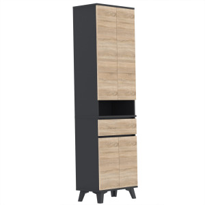 Szafka 60x36D1N2 komoda wysoka Supra T2 CZARNY SONOMA