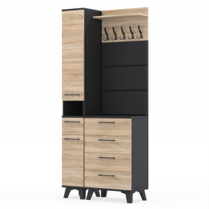 Garderoba 90x36cm Altus60 Supra2 3PanD2N2 CZARNY SONOMA