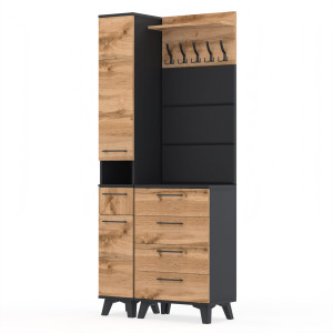 Garderoba 90x36cm Altus60 Supra2 3PanD2N2 CZARNY WOTAN