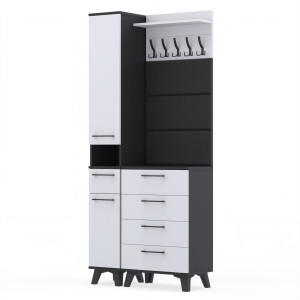 Garderoba 90x36cm Altus60 Supra2 3PanD2N2 CZARNY BIAŁY