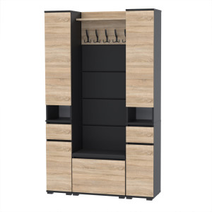 Garderoba 120x30D1N1 szafka na buty SU30-VB-SU30 CZARNY SONOMA