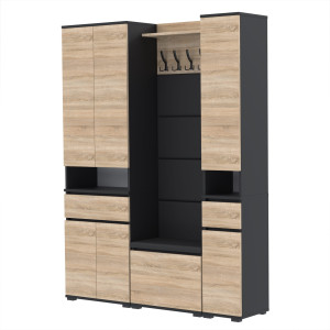Garderoba 150x30D1N1 szafka na buty SU60-VB-SU30 CZARNY SONOMA