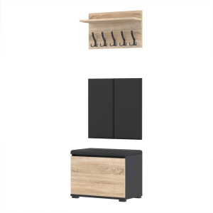 Garderoba 60x30D1N1 P2WP szafka na buty wieszak CZARNY SONOMA