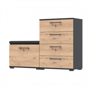 Zestaw 160x36 D2N1 Altus80 i VB80 szafka na buty z siedziskiem CZARNY ARTISAN