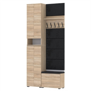 Garderoba 120x30x244 D1N1 Szafka na buty NEX60, VB60, Wieszak i Panele Ścienne - Nowoczesny Zestaw do przedpokoju SONOMA