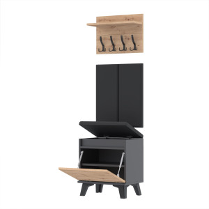 Garderoba 50x36D1N2 P2WP szafka na buty wieszak CZARNY ARTISAN