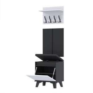 Garderoba 50x36D1N2 P2WP szafka na buty wieszak CZARNY BIAŁY
