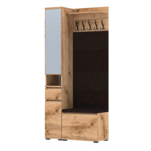 Garderoba z lustrem 90x30cm V60 Supra30 4 Panele D1N1 Dąb Wotan