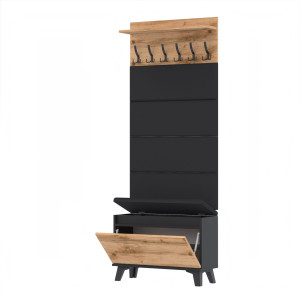 Garderoba 80x36D1N2 4PAN szafka na buty wieszak panele CZARNY WOTAN