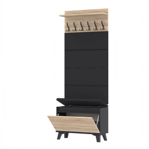 Garderoba 100x36D1N2 4PAN szafka na buty wieszak panele CZARNY SONOMA