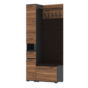 Garderoba 90x30cm D1N1 V60 Supra30 4 Panele CZARNY DĄB ESTANA