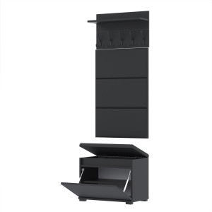 Garderoba 60x30D1N1 3PAN szafka na buty wieszak panele CZARNY