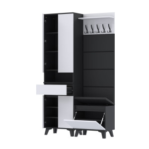 Garderoba 120x36D1N2 SUPRA60 VB-4PAN-WP60 CZARNY BIAŁY