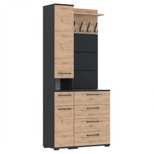Garderoba 90x36cm Altus60 Supra2 3PanD2N1 Czarny Artisan