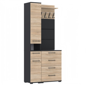 Garderoba 90x36cm Altus60 Supra2 3PanD2N1Czarny Sonoma
