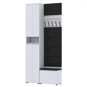 Garderoba 120x36x244 D1N1 Szafka na buty NEX60, VB60, Wieszak i Panele Ścienne - Nowoczesny Zestaw do przedpokoju BIAŁY