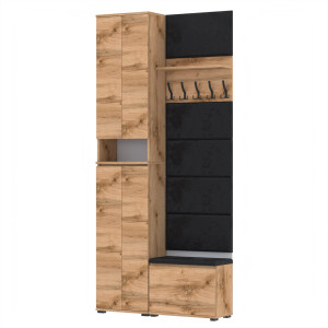 Garderoba 120x36x244 D1N1 Szafka na buty NEX60, VB60, Wieszak i Panele Ścienne - Nowoczesny Zestaw do przedpokoju WOTAN