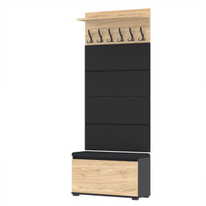 Garderoba 80x30D1N1-4PAN szafka na buty wieszak panele CZARNY OLEJOWANY