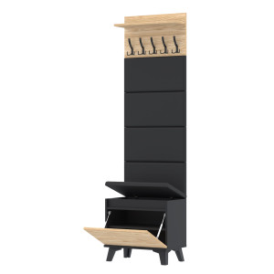 Szafka na buty Garderoba 60x36D1N2-4PanWP Czarny Olejowany