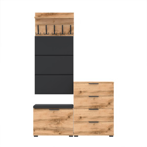 Garderoba 120x30 D3N1 Altus60 i VB60 szafka na buty DĄB WOTAN